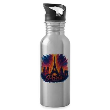 Cadeau Silhouette Paris Capitale France - Gourde avec paille intégrée - argent clair - Droite