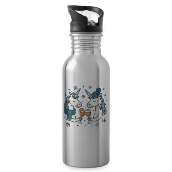 Winterzauber Einhorn-Toast - Trinkflasche mit integriertem Trinkhalm - Lightsilver - Rechts