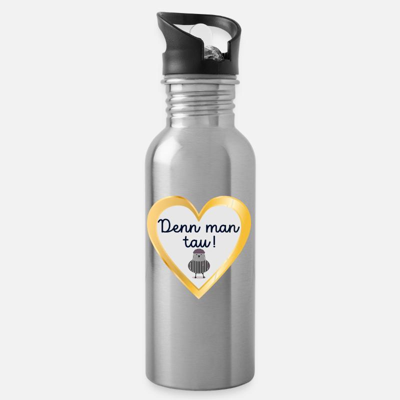 Plattdeutsch Sprüche Möwe Starten - Trinkflasche mit integriertem Trinkhalm - Lightsilver