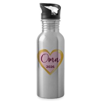 HERZ OMA 2026 SCHWANGERSCHAFT VERKÜNDEN - Trinkflasche mit integriertem Trinkhalm - Lightsilver - Rechts
