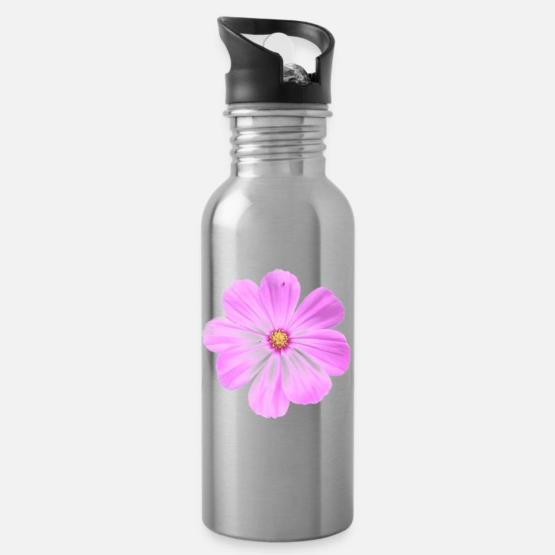 Blume - Trinkflasche mit integriertem Trinkhalm - Lightsilver