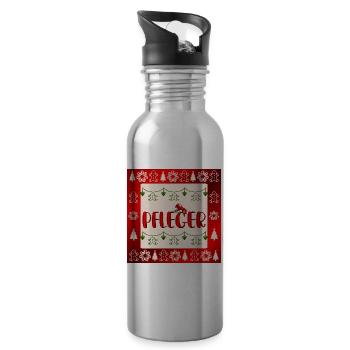 Pflege Pflegefachkräfte Weihnachten Pfleger - Trinkflasche mit integriertem Trinkhalm - Lightsilver - Rechts