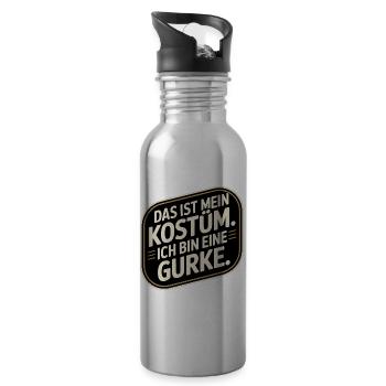 Gurke Das Ist Mein Gurken Kostüm Fasching Karneval - Trinkflasche mit integriertem Trinkhalm - Lightsilver - Rechts