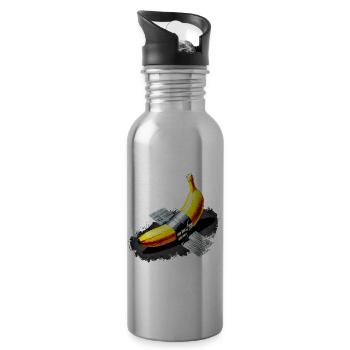 Drôle Art Moderne Banane Design Tee - Gourde avec paille intégrée - argent clair - Droite