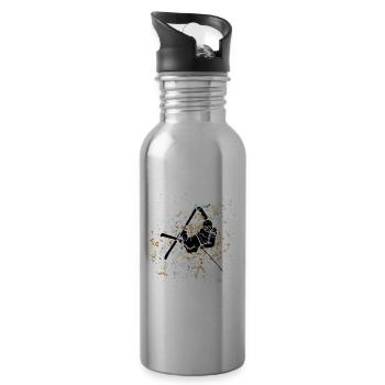 Freestyle-Ski glitzert in Gold und Blau - Trinkflasche mit integriertem Trinkhalm - Lightsilver - Rechts