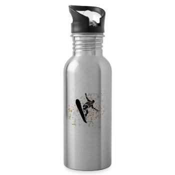 Gespritzter Snowboarder Blau Beige - Trinkflasche mit integriertem Trinkhalm - Lightsilver - Rechts