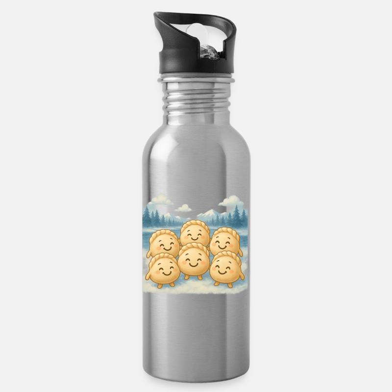Pelmeni Weiter Norden - Trinkflasche mit integriertem Trinkhalm - Lightsilver