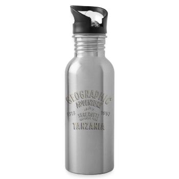 Vintage Tansanias Geographisches Abenteuer - Trinkflasche mit integriertem Trinkhalm - Lightsilver - Rechts
