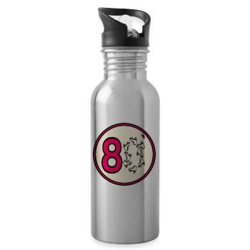 Eighties 80s Roller Skates - Water bottle with straw - silver - Right