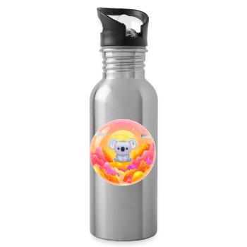 Koala im Neon-Wunderland - Trinkflasche mit integriertem Trinkhalm - Lightsilver - Rechts