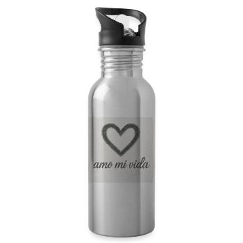 Herz und Lebensfreude - Trinkflasche mit integriertem Trinkhalm - Lightsilver - Rechts