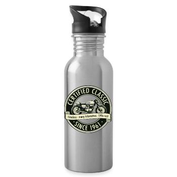 Vintage 1961, Biker Motorcycle Birthday Pullover Hoodie - Water bottle with straw - silver - Right