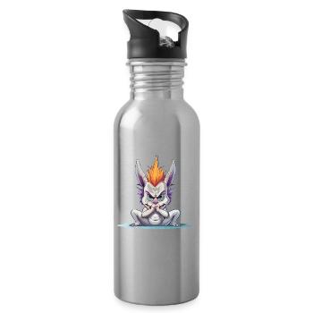 Wütendes Mohawk Häschen - Trinkflasche mit integriertem Trinkhalm - Lightsilver - Rechts