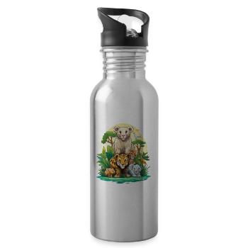 Dschungel Tierfreunde Ensemble - Trinkflasche mit integriertem Trinkhalm - Lightsilver - Rechts