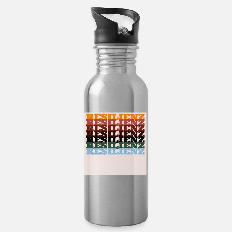 Typographie en impression colorée Resilience - Gourde avec paille intégrée - argent clair