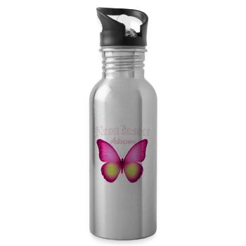 Idée cadeau pour les fans de Neon Butterfly Active Now - Gourde avec paille intégrée - argent clair - Droite