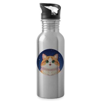 Starry Night Kitten - Water bottle with straw - silver - Right