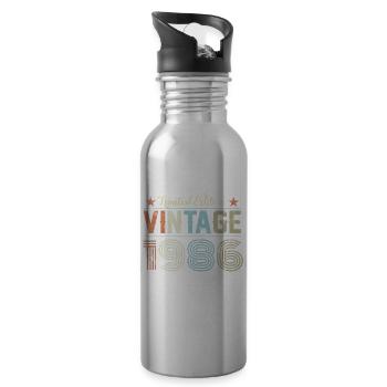 1986 40. Geburtstag - Trinkflasche mit integriertem Trinkhalm - Lightsilver - Rechts