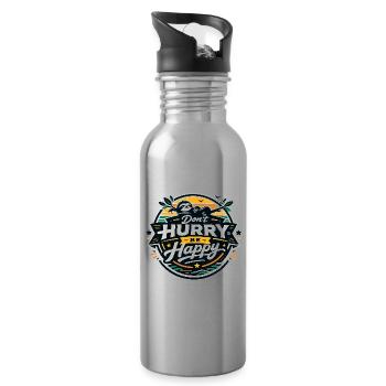Dont Hurry Be Happy Sloth - Trinkflasche mit integriertem Trinkhalm - Lightsilver - Rechts