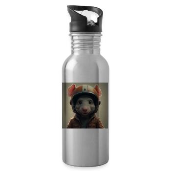 The little biker rat - Water bottle with straw - silver - Right