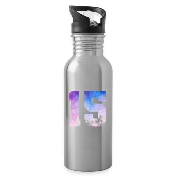 Issue 15 – 15th Anniversary Gift - Water bottle with straw - silver - Right