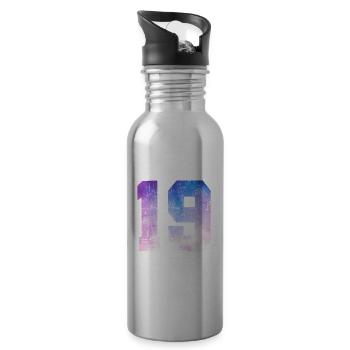 Ausgabe 19 – 19. Jubiläumsgeschenk - Trinkflasche mit integriertem Trinkhalm - Lightsilver - Rechts