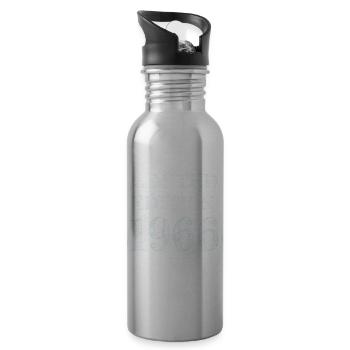 1966 60th year of birth - Water bottle with straw - silver - Right