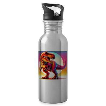 Dinosaurier - Trinkflasche mit integriertem Trinkhalm - Lightsilver - Rechts