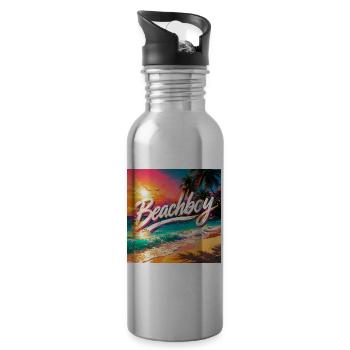 Beachboy Neon Sunset - Water bottle with straw - silver - Right
