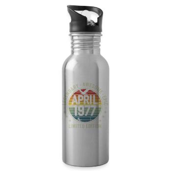 Limited Edition April 1977 - Vintage Design 1977 - Water bottle with straw - silver - Right