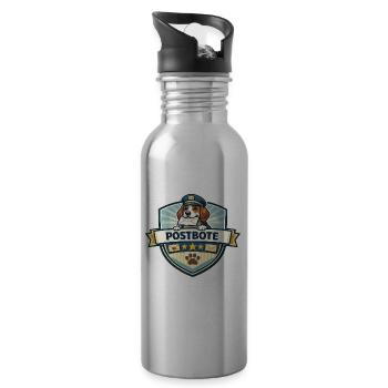 Postbote Hund Badge Motiv - Trinkflasche mit integriertem Trinkhalm - Lightsilver - Rechts