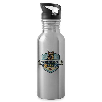 Sicherheitschef Schäferhund Logo - Trinkflasche mit integriertem Trinkhalm - Lightsilver - Rechts