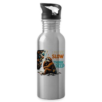 Sloth Bouldering - I move slow but think deep - Water bottle with straw - silver - Right