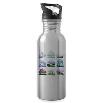 Cloudscapes Cartoon - Water bottle with straw - silver - Right