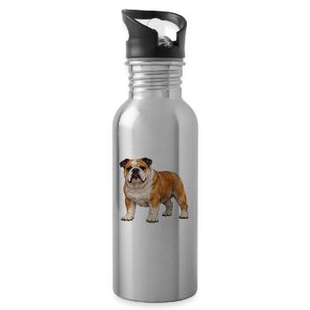 Bouledogue anglais - Gourde avec paille intégrée - argent clair - Droite