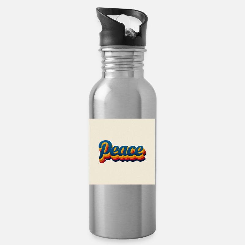 Peace Design des années 70 - Gourde avec paille intégrée - argent clair
