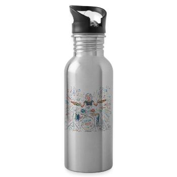 Batteuse jouant de batterie Dessin imprimé - Gourde avec paille intégrée - argent clair - Droite