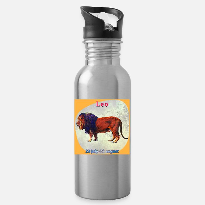 lion - Gourde avec paille intégrée - argent clair