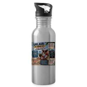 Urlaubsdruck: Hund am Strand - Trinkflasche mit integriertem Trinkhalm - Lightsilver - Rechts