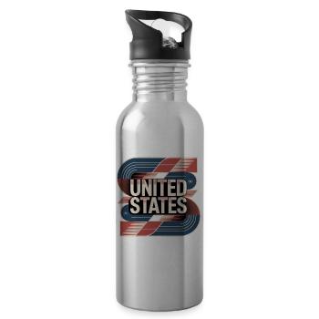 États-Unis - Gourde avec paille intégrée - argent clair - Droite