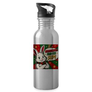 Weihnachtshase . 1 - Trinkflasche mit integriertem Trinkhalm - Lightsilver - Rechts