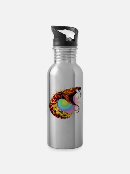 Kosmische Schlange - Trinkflasche mit integriertem Trinkhalm - Lightsilver