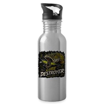 Pike Fishing Lure Destroyer T-Shirt - Trinkflasche mit integriertem Trinkhalm - Lightsilver - Rechts