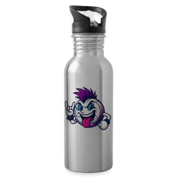 Mascotte du volley-ball punk rock - Gourde avec paille intégrée - argent clair - Droite