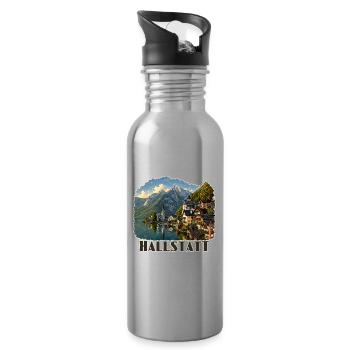 Hallstatt Austria - Trinkflasche mit integriertem Trinkhalm - Lightsilver - Rechts