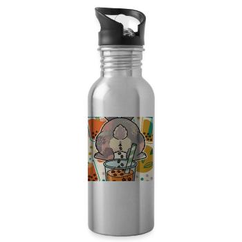 Bubble Tea Boba Drôle de Lapin mignon - Gourde avec paille intégrée - argent clair - Droite