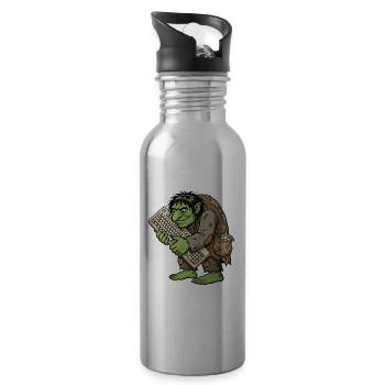 Gieriger Troll mit Tastatur - Trinkflasche mit integriertem Trinkhalm - Lightsilver - Rechts