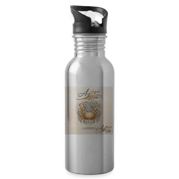 Golden Crayfish Zodiac - Water bottle with straw - silver - Right