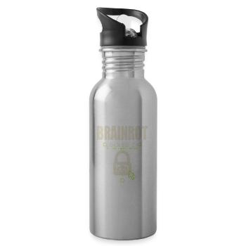 Brainrot Locked In - Water bottle with straw - silver - Right