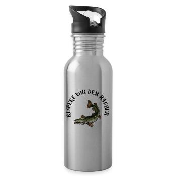 Hecht Shirt – Respekt vor dem Räuber - Trinkflasche mit integriertem Trinkhalm - Lightsilver - Rechts
